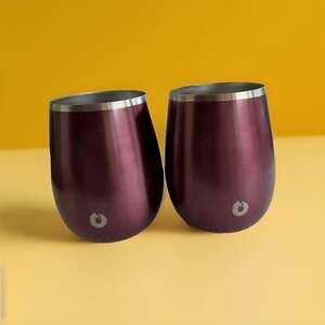 Snowfox Vacuum Insulated Stainless Steel Burgundy Pair Of Wine Glasses